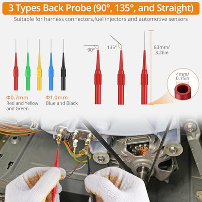 Neoteck Multimeter Leads,43pcs Back Probe Test Lead Kit with Alligator Clips Electrical,CAT II 600V,Pure Copper Leads with PVC Insulation,5 Color Probes,for Automotive Circuit & Home Appliance Testing