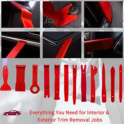 Trim Removal Tool, 200PCS Trim Tool Auto Removal Kit, Plastic Panel Fastener Removal Tool, Trim Removal Kit for Car/Trim/Panel/Door/Audio/Auto Clip Pliers/Terminal Removal Tool Kit (Red) - color: Red-200PCS