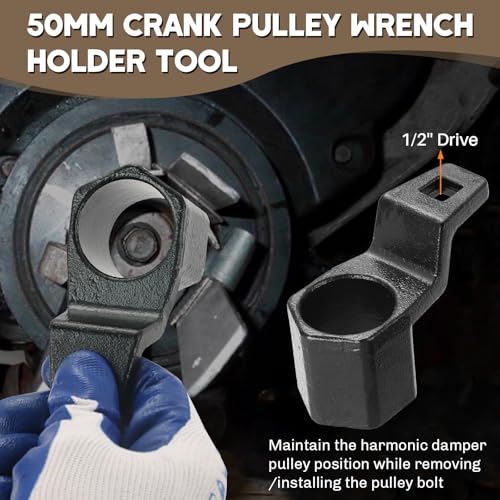Crankshaft Pulley Removal Tool for Honda and Acura Engines | 19mm Harmonic Balancer Socket & 50mm Crankshaft Pulley Wrench Holder Removal Tool Kit