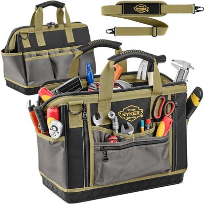 Ryker 16’’ Heavy Duty Tool Bag. Tool Box Organizer for Electrician & Plumber - color: 16-Inch Tool Bag