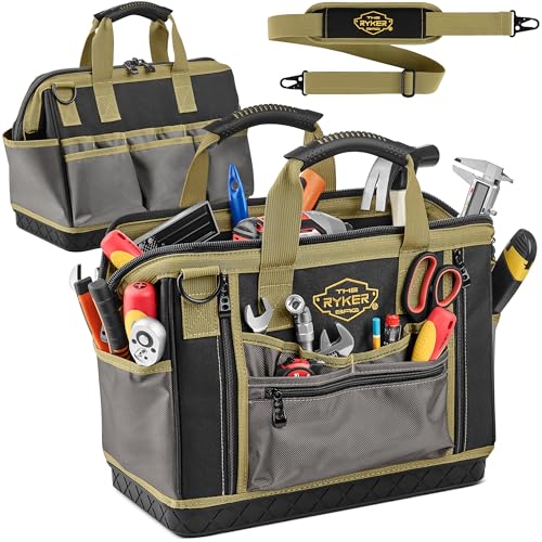 Ryker 16’’ Heavy Duty Tool Bag. Tool Box Organizer for Electrician & Plumber - color: 16-Inch Tool Bag