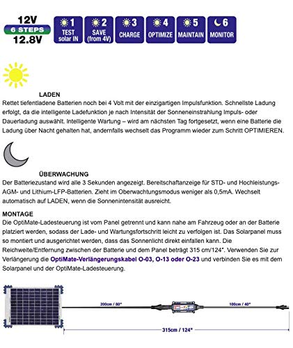 Optimate Solar Duo 20W Travel kit, TM522-D2TK, 6-Step 12V / 12.8V 1.6A Weatherproof Solar Battery Saving Charger & maintainer - style: OptiMATE Solar DUO 12V / 12.8V charge controller with 20W Solar Panel (Travel Kit)