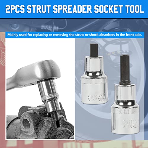 Strut Nut Socket 16mm 18mm 19mm 21mm 22mm 24mm with 12 Point 1/2" Drive Suspension Strut Spreader Socket 9pc Shock Absorber Tool