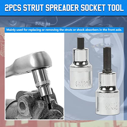 Strut Nut Socket 16mm 18mm 19mm 21mm 22mm 24mm with 12 Point 1/2" Drive Suspension Strut Spreader Socket 9pc Shock Absorber Tool
