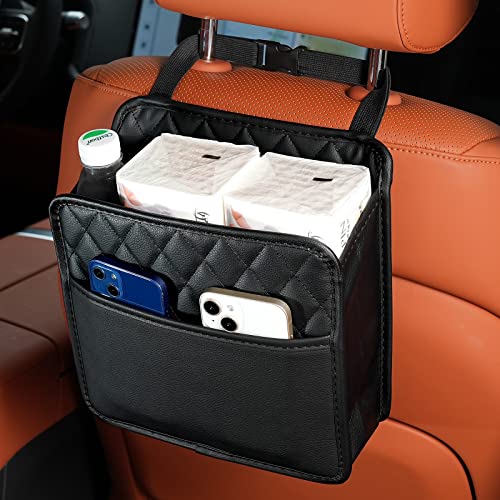 FrgKbTm Car Seat Back Hanging Bag Car Document Holder Multi-Pocket Bottle Bag Storage Box Organizer Travel Tidy Pouch Pocket Kids - color: Black A