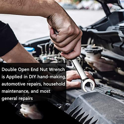 Auniwaig 16mm x 18mm Flare Nut Wrench Metric Double Open End | 15° Offset Ends, For Auto, Household, DIY Repairs - size: 16x18mm