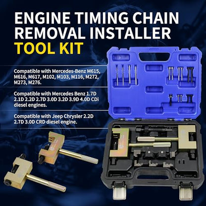 Kuntech Engine Timing Chain Removal Installer Tool Kit Compatible with Mercedes Benz M271 M272 M273 M274 M276, Camshaft Riveting Tool Kit with Carrying Case & Gloves - size: For M271 M272 M273 M274 M276