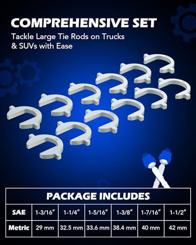 OMT Inner Tie Rod Removal Tool Kit for Tie Rod Removal and Installation | Master Inner Tie Rod Tool Set with 12 Crowfoot Adapters 1/2 Inch Drive Tube, Blue - color: Blue