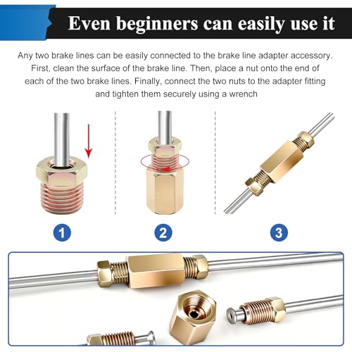 60Pcs 2 Sets 3/16 Inch & 1/4 Inch 25 FT Brake Line Tubing Kit with 58 Pcs Brake Line Fittings, Zinc Coated Alloy Steel Brake Lines Kit Replacement for Hydraulic Fuel Transmission Line - size: 3/16 + 1/4 Inch Silver, style: Brake Line