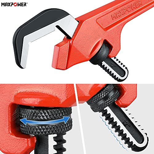 MAXPOWER Adjustable Offset Hex Wrench, 12 Inch, Red, Cast Iron - size: 12"