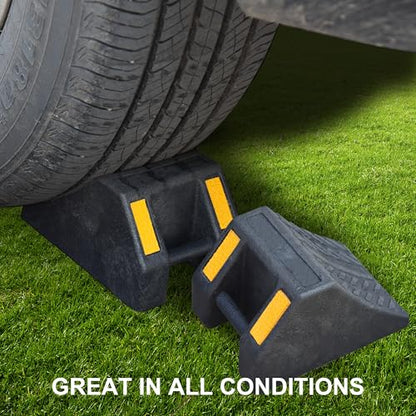 OrangeStar Rubber Wheel Chocks, Tire Chock w/Handgrip for Car, RV, Travel Trailer, Camper Accessory (8 Packs - size: 6.6"x4.8"x4"- 8 Packs