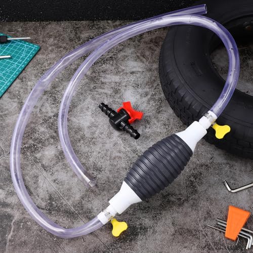 TEHAUX Manual Gasoline Siphon Pump Kit with Check Valve Portable Hand Pump for Oil and Gasoline Transfer Easy to Use for Automotive and Garage Use