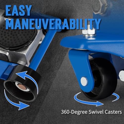 A A IN Hydraulic Low Profile Service/Floor Jack with Dual Piston Quick Lift Pump, 4 Ton (8,000 lb) Capacity, Blue - color: Blue, style: 4 ton