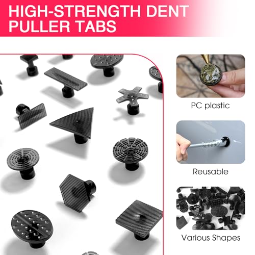 VEXTRO Dent Puller Kit, Dent Removal Kit for Car Auto Body - Paintless Dent Repair with Slide Hammer, Dent Puller Tabs for Hail Damage, Door Dings, Auto Dent Pulling and Car Dent Repair - size: PDR kit -2