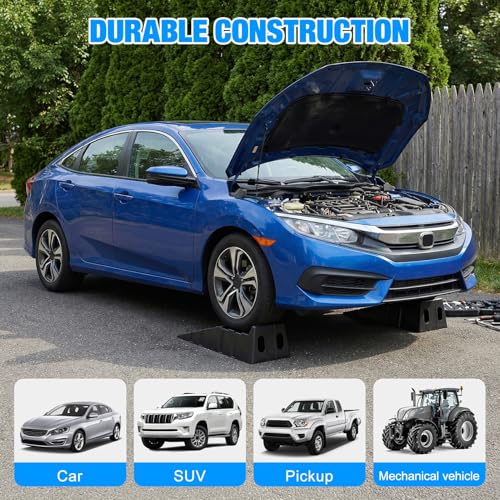 Car Ramps 13000LBS Capacity, 2 PCS 12" W Heavy Duty Vehicle Service Ramps 8.6" Lift Height Plastic Car Ramp for Oil Change Maintenance & Repair Jack Support Low Profile Ramp for Garage SUV Truck Black
