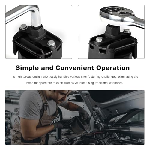 Oil Filter Wrench for Car, 2-3/8 to 3-1/8 Inch Adjustable Oil Filter Remover with Non-Slip Serrated Jaws, 1/2" Drive Wrench Cap Style Removal Tool for Spin-on Engine Filters