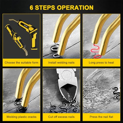Cordless Plastic Welder Kit, Portable Hot Stapler Welding Gun | Convertible angle hot stapler design, lightweight and portable, perfect for car bumper and daily plastic crack repair work.