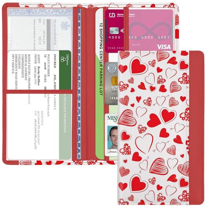 Car Registration and Insurance Holder, with Magnetic Closure for License, Cards and Documents, All Vehicle Needs and Car Accessories (Heart) - color: Heart
