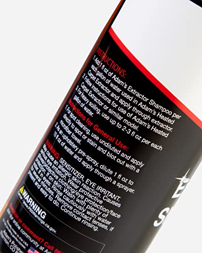 Adam’s Extractor Shampoo 16oz - Carpet & Upholstery Cleaner, Low Foam Formula for Deep Cleaning Fabric, Carpet, & Car Interiors