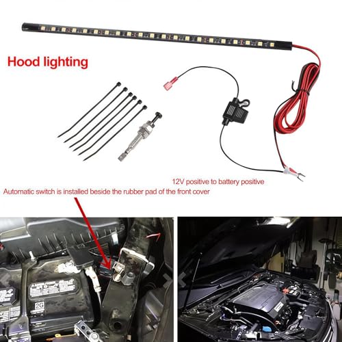 Under Hood LED Light Kit, Waterproof 12V Car LED Lights Bars Car Hood Work Inspection Lights Underhood Work Light Kit with Automatic On/Off -Universal Fits Any Vehicle - size: 36cm/14.17inch