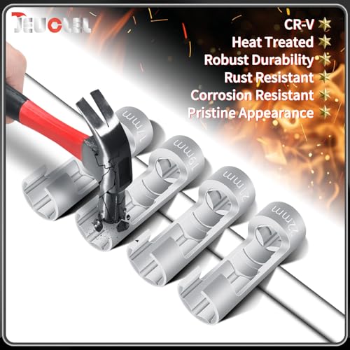 9PCS 10-22mm 3/8" 1/2" Diesel Injector Fuel Line Socket Wrench Set | Flare Nut Socket, Fastener Bent Pipes, Wired Temperature Sensors, EGT Sensor, Thermo Switches, ABS Tubes, Strut Nut Extractor