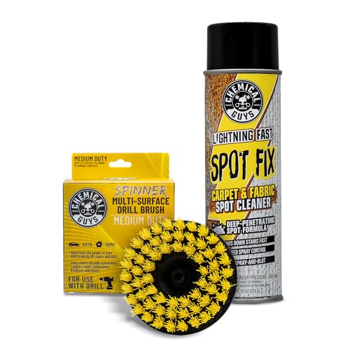Chemical Guys Lightning Fast Carpet Spot Cleaner With Carpet Drill Brush Attachment, Fabric Stain Extractor Interior Cleaning System For Car Carpets, Seats, Floor Mats And Upholstery - 18 Fl Oz - size: KIT With Drill Brush