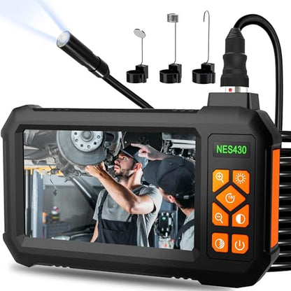Endoscope Camera with Light, 1920P HD Borescope Inspection Camera with 4.3" IPS Screen, IP67 Waterproof with 8 LEDs & 16.5ft Semi-Rigid Snake Camera for Automotive Pipe Tools Gadgets for Men - size: 16.5FT