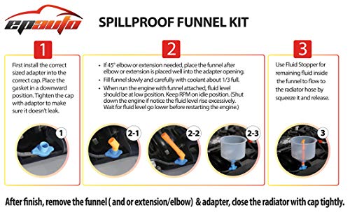 EPAuto Spill Proof Radiator Coolant Filling Funnel Kit