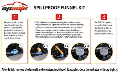 EPAuto Spill Proof Radiator Coolant Filling Funnel Kit