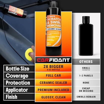 Carfidant Scratch and Swirl Remover - Car Scratch Remover for Vehicles Paint - Polishing Compound for Cars with Pad and Towel - Cutting and Buffing Compound for Paint Restorer - style: Scratch Remover Kit with towel