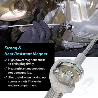 FIRSTINFO F3951 Magnetic Oil Drain Plug Remover Tool Wrench, Anti Scald Magnetic Sump Plug (Total Length: 11.2 inches)