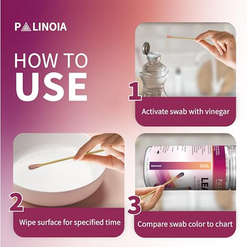 Lead Test Kit Vinegar Activated: 30 Swabs Rapid Lead Testing Swabs with 30-Second Results for Lead Paint, Household Surfaces, Dishes, Ceramics, Toys, Jewelry, Metal & Wood