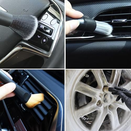5PCS Car Detailing Brush Set for Cleaning Interior or Exterior, Includes Coarse, Medium, and Fine Detailing Brushes, Dusting Cleaning Tool for Dashboard, Air Vents, Wheels, Emblem, Car Seat