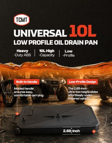 TCMT Universal 10L Low Profile Oil Drain Pan Spout Fit For Harley Road King Electra Glide Ultra Limited Street Glide Road Glide Heritage Softail Fat Bob Forty Eight Street XG500 XG750 1984-2025
