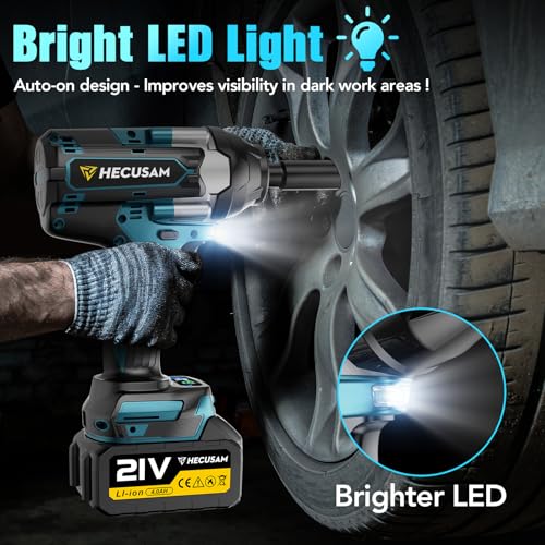 1/2" High Torque Impact Wrench, 1500N.m 1106FT-LB Brushless Cordless Impact Gun, 3-Speed Reverse Auto-Stop Electric Impact Driver with LED Light, 2×4.0Ah Battery for Auto Repair & Heavy-Duty Work