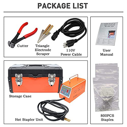 Plastic Welding Kit with 800PCS Staples/5-Levels Power/LED Display Light, 110V Car Bumper Hot Stapler Gun Plastic Welder Machine
