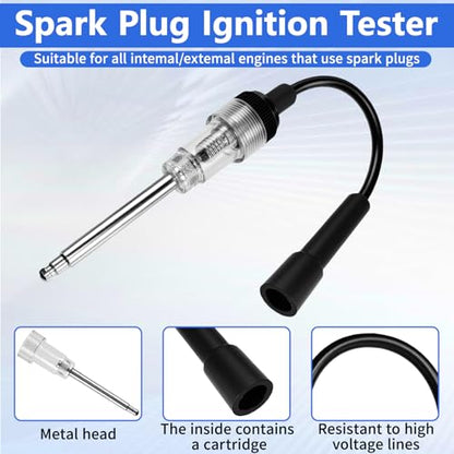 Compression Tester with Spark Plug Tester, Automotive Engine Compression Tester Kit for Car and Motorcycle, 300 PSI Cylinder Pressure Gauge with Adapters