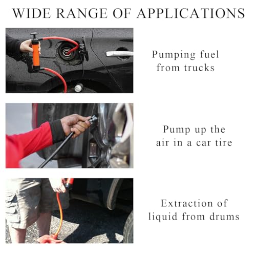 KVAEY Siphon Fluid Transfer Pump, Multi-Use Liquid Transfer Siphon Hand Pump Fluid Extractor Pump, Siphon Fuel Transfer Pump Kit for Gasoline Gas Oil and Liquids, Car Accessories