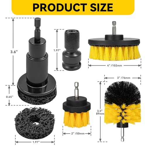 Wheel Hub Resurfacing Kit – Wheel Stud and Hub Cleaner for Quick Rust Removal on Lug Studs & Brake Rotors, Includes 5 Cleaning Pads + 3 Brushes (2", 3.5", 4"), Fits 1/2" Wrenches or Electric Drills