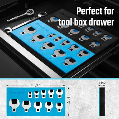 DURATECH 10-Piece 3/8" Drive Crowfoot Wrench Set, SAE, 3/8"-1" | Open End Wrench Set, for Brake & Fuel Line Fittings in Tight Space, CR-V Steel, with EVA Foam Tool Organizer - size: SAE, style: Regular