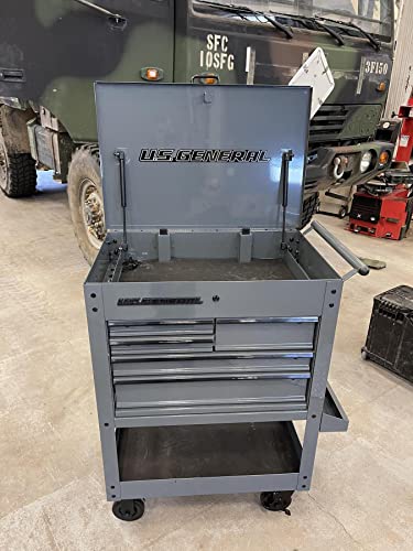 Storage Tool Cabinet 5 Drawer Rolling Mechanic's Cart, Gray (Slate) with Large Top Compartment