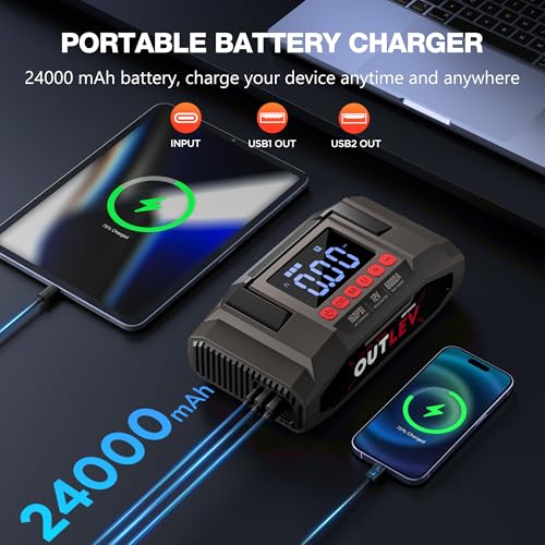 Jump Starter for Car Battery, 6000A Portable Jump Starter with Air Compressor 160PSI, Car Jumper Starter Portable for Trucks RV Boat, Emergency Road Trip Kit