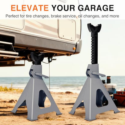 Nilight Jack Stands, 6 Ton (12,000 lbs) Capacity Heavy Duty Steel Car Lifting Stand, Adjustable Height 15.35" to 23.22", 1 Pair - size: 6T