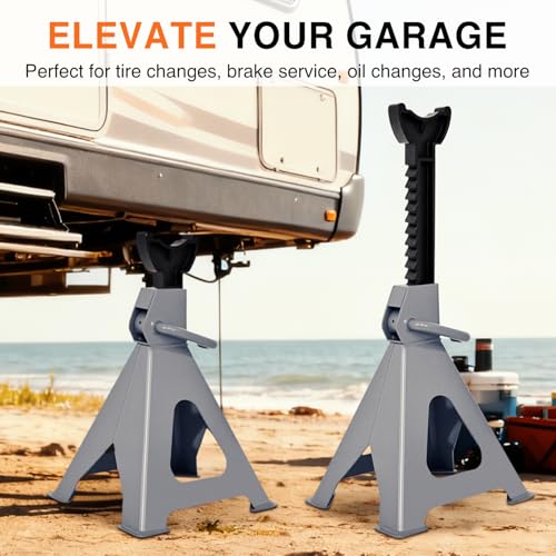 Nilight Jack Stands, 6 Ton (12,000 lbs) Capacity Heavy Duty Steel Car Lifting Stand, Adjustable Height 15.35" to 23.22", 1 Pair - size: 6T