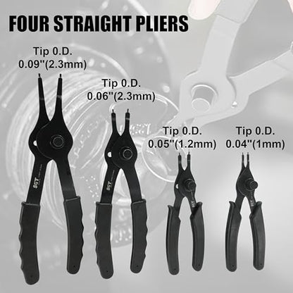 SGT Snap Ring Pliers Set,10 Pcs Internal & External Circlip Pliers With Bent & Straight Pliers,Heavy Duty Removal Tool,Include Hook, Pick,Storage Case and Gloves - color: Blue