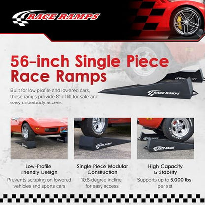 Race Ramps 2-Pack RR-56 Car Ramp, Lightweight Tire Lifts for Maintenance & Display, 10" - Portable Automotive Platform Riser for Loading, Oil Changes and Garage Use