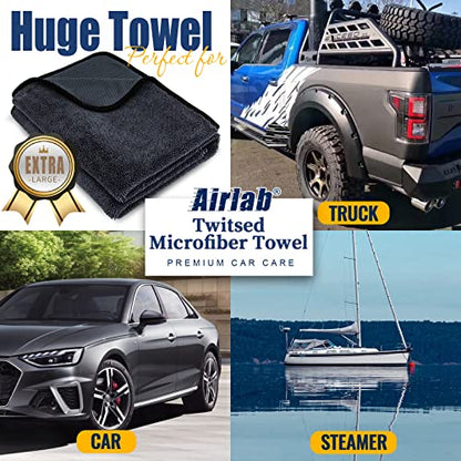Airlab Microfiber Towels for Cars Wash Drying Extra Large Super Absorbent Cleaning Cloth Auto Detailing Ultra Soft, Lint-Free, Streak-Free, 35 x 24 Inch, Pack of 1, Grey-Black, 600 GSM - color: 35 X 24 Inch, Pack of 1, Grey-black, 600 Gsm