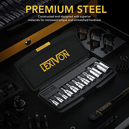 LEXIVON XZN Triple Square Spline Bit Socket Set, Premium S2 Alloy Steel | 10-Piece European Style M4 - M18 Set | Enhanced Storage Case (LX-145) - size: XZN M4 - M18