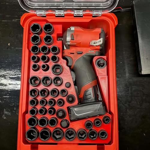 Storage Box Insert for Milwaukee Packout - Precision Socket Organizer Tray for 48-Piece 3/8” Impact Set & 43-Piece Socket Collection - Ideal Fit for Compact Organizer 48-22-8435 (Red) - color: Red