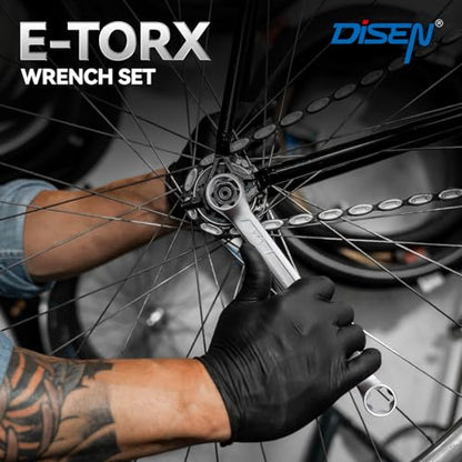 DISEN 6-Piece E-Torx Wrench Set, Double Box End Wrench Set, CR-V Steel, Spanner Set Including E6*E8, E7*E11,E10*E12, E14*E18, E16*E22 and E20*E24 - style: 6PCS